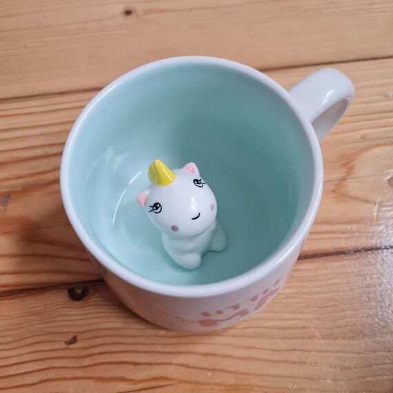 3D Einhorn Tasse aus Keramik, Einzigartige Handgefertigte Einhörner Kaffeetassen, Weihnachten Geschenk für Geburtstage, Frauen, Mädchen, Freundin (Einhorn)