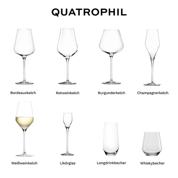 Stölzle Lausitz Weißweingläser Quatrophil 6er-Set 405 ml – Hochwertige Weingläser ideal für Weißwein & Aperitif – Eleganter Weißweinkelch aus Kristallglas – spülmaschinenfest & Made in Germany