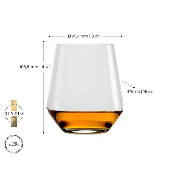 Stölzle Lausitz Quatrophil Whisky Gläser D.O.F. 6er-Set 470ml – Hochwertige Whiskybecher in zeitlosem Design – Whiskey Tumbler aus bleifreiem Kristallglas – Spülmaschinen- & Stoßfest, Made in Germany