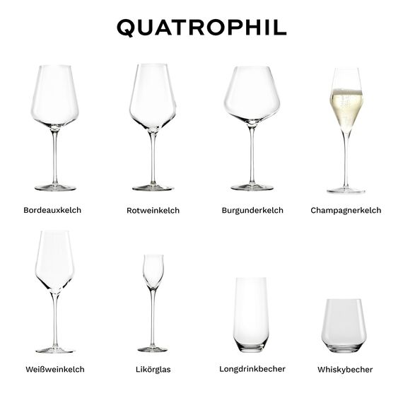 Stölzle Lausitz Champagner Gläser Quatrophil 6er-Set 290ml – Eleganter Champagnerkelch ideal für Sekt & Prosecco – Hochwertige Kristall Sektgläser aus deutscher Herstellung – Spülmaschinen- & Stoßfest