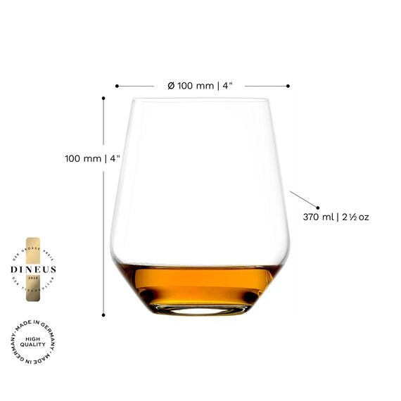 Stölzle Lausitz Quatrophil Whisky Gläser O.F. 6er-Set 370ml – Hochwertige Whiskybecher in zeitlosem Design – Whiskey Tumbler aus bleifreiem Kristallglas – Spülmaschinen- & Stoßfest, Made in Germany