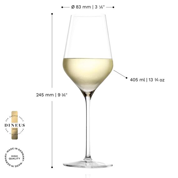 Stölzle Lausitz Weißweingläser Quatrophil 6er-Set 405 ml – Hochwertige Weingläser ideal für Weißwein & Aperitif – Eleganter Weißweinkelch aus Kristallglas – spülmaschinenfest & Made in Germany