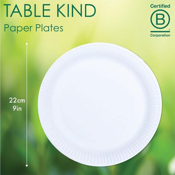 TABLE KIND x 150, 22CM, Umweltfreundliche Pappteller zum Geburtstag, umweltfreundliches, recycelbares Einweggeschirr, biologisch abbaubares Partyzubehör, heimkompostierbar, Hergestellt in der EU