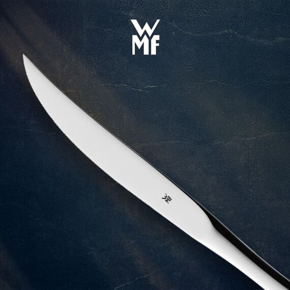 WMF Steakbesteck 12-teilig, Steakbesteck Set für 6 Personen, Steakmesser Set, Steakgabel, Cromargan Edelstahl poliert, Grillbesteck in Holzkiste