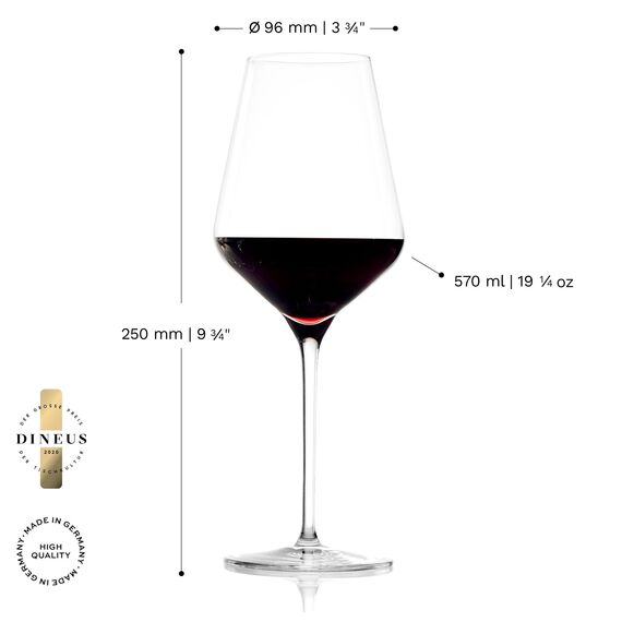 Stölzle Lausitz Rotweingläser Quatrophil 6er-Set 570ml – Hochwertige Weingläser ideal für Rotwein – Eleganter Rotweinkelch aus Kristallglas für maximale Aromaentfaltung – Spülmaschinen- & Stoßfest