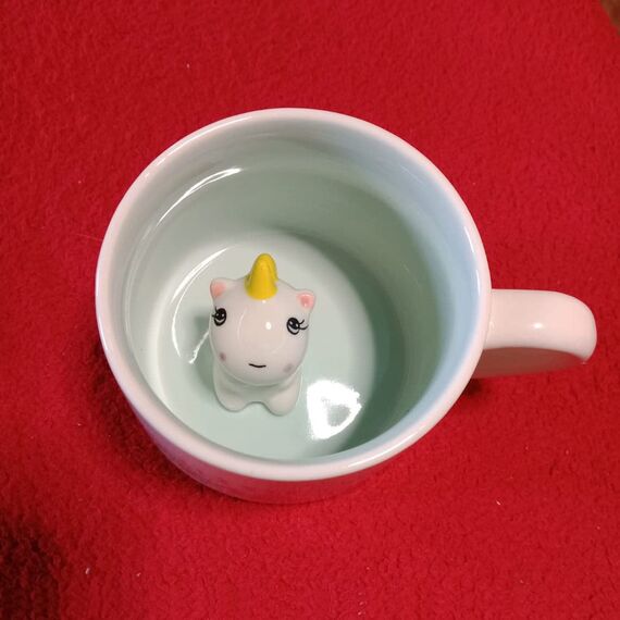 3D Einhorn Tasse aus Keramik, Einzigartige Handgefertigte Einhörner Kaffeetassen, Weihnachten Geschenk für Geburtstage, Frauen, Mädchen, Freundin (Einhorn)