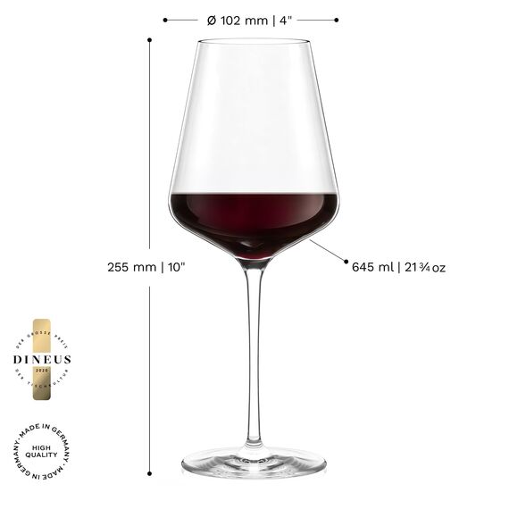 Stölzle Lausitz Bordeauxgläser Quatrophil 2er-Set 645 ml – Hochwertige Weingläser ideal für Bordeaux – Elegante Rotweingläser aus Kristallglas für maximale Aromaentfaltung – Spülmaschinen- & Stoßfest