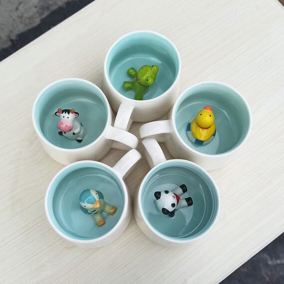 3D Tier Kaffee Tasse Nette Kuh Innen, Lustige Cartoon Handgefertigte Figürigkeit Milch Teetasse, Weihnachten Geburtstag Kuh Drucken Geschenke für Kinder Mädchen frau Grandma Tante