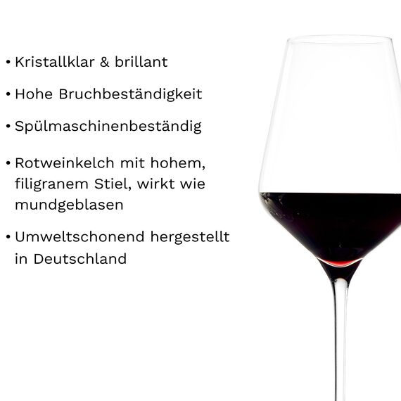 Stölzle Lausitz Rotweingläser Quatrophil 6er-Set 570ml – Hochwertige Weingläser ideal für Rotwein – Eleganter Rotweinkelch aus Kristallglas für maximale Aromaentfaltung – Spülmaschinen- & Stoßfest
