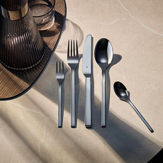 WMF Palma Besteck Set für 12 Personen – 60-teiliges Essbesteck aus Cromargan Edelstahl, poliert und rostfrei, Monobloc-Messer mit Wellenschliff, spülmaschinenfest, inklusive Besteckkassette, Design
