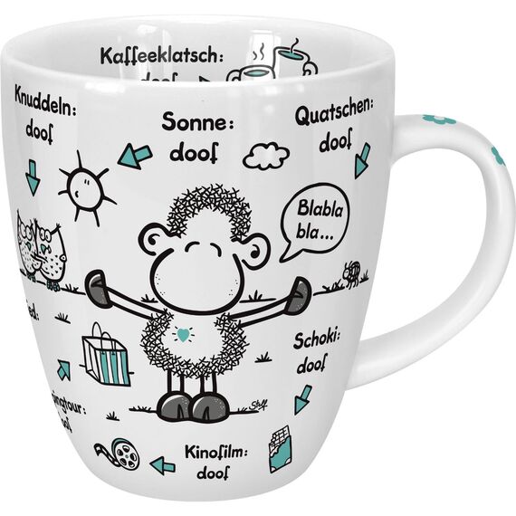 Sheepworld Tasse mit Motiv "Ohne Lieblingsmensch ist alles doof" | Porzellan, 45 cl | Geschenktasse für Kaffee und Tee, Tasse mit Spruch | 46508