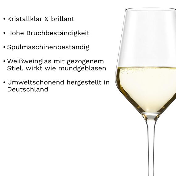 Stölzle Lausitz Weißweingläser Quatrophil 2er-Set 405 ml – Hochwertige Weingläser ideal für Weißwein & Aperitif – Eleganter Weißweinkelch aus Kristallglas – spülmaschinenfest & Made in Germany