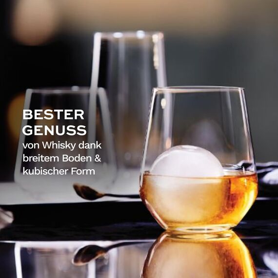 Stölzle Lausitz Quatrophil Whisky Gläser O.F. 6er-Set 370ml – Hochwertige Whiskybecher in zeitlosem Design – Whiskey Tumbler aus bleifreiem Kristallglas – Spülmaschinen- & Stoßfest, Made in Germany