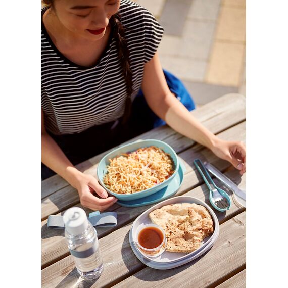 Mepal - Besteck 3-teiliges Set Ellipse - Besteck-Set für unterwegs - Besteht aus einem Messer, Gabel & Löffel - Besteck-Set mit Reiseetui - Edelstahl - Vivid Mauve