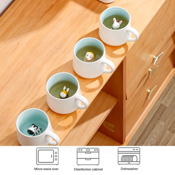 BigNoseDeer Süße Sachen Keramik Esel Kaffeetasse Teetasse Deckel Löffel Lustige Tassen Geschenke für Frauen Kaffeebecher 3D Tasse Personalisiert Cappuccino Tassen Beste Freundin Weihnachten Geschenk