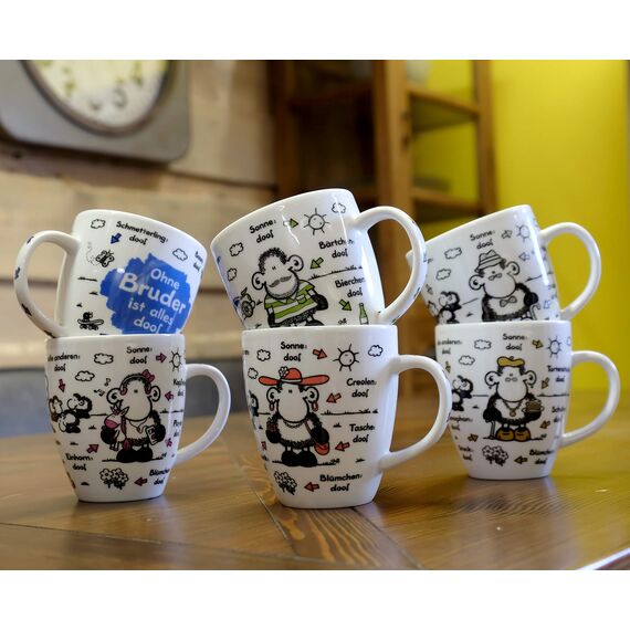 Sheepworld Tasse mit Motiv "Ohne Lieblingsmensch ist alles doof" | Porzellan, 45 cl | Geschenktasse für Kaffee und Tee, Tasse mit Spruch | 46508