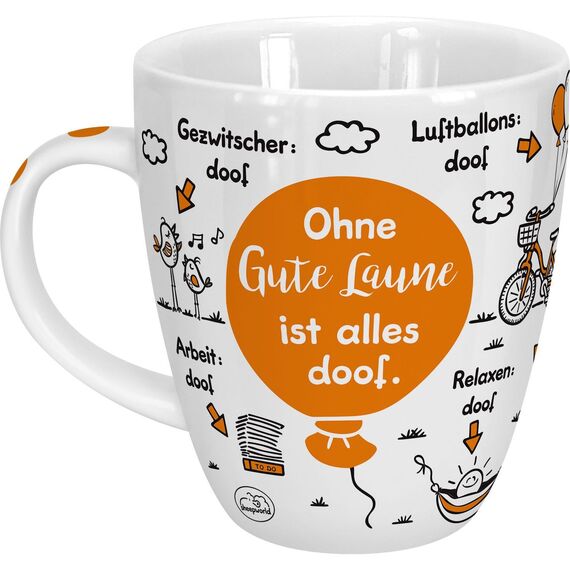 Sheepworld Tasse "Ohne Laune ist alles doof" | Porzellan, 45 cl | Porzellantasse für Kaffee und Tee, Tasse mit Spruch | 46505