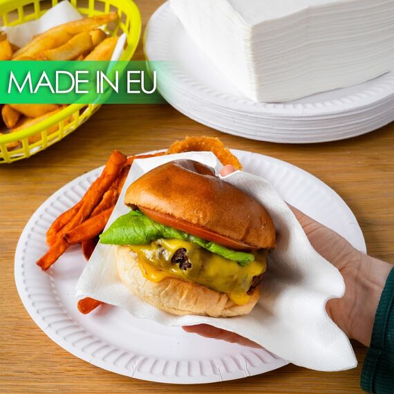 TABLE KIND x 150, 22CM, Umweltfreundliche Pappteller zum Geburtstag, umweltfreundliches, recycelbares Einweggeschirr, biologisch abbaubares Partyzubehör, heimkompostierbar, Hergestellt in der EU