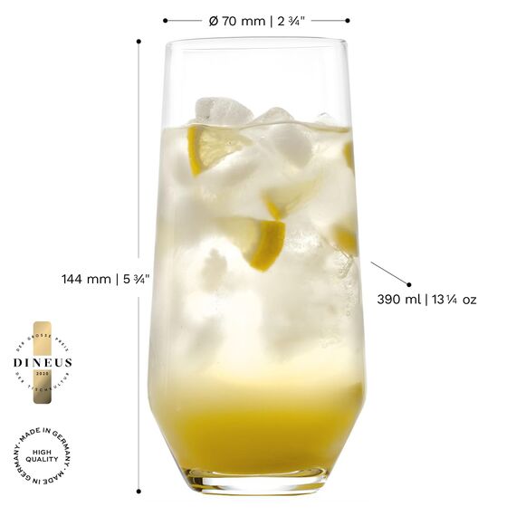 Stölzle Lausitz Longdrinkgläser Quatrophil 6er-Set 390ml – Elegante Longdrinkbecher und Cocktailgläser für Drinks, Wasser & Säfte – Hochwertige Wassergläser aus Kristallglas – Spülmaschinen & Stoßfest