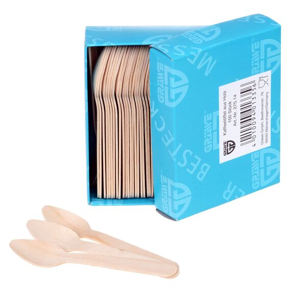 GRÄWE Einwegbesteck Holz-Kaffeelöffel, 500 Stück, Holzbesteck, umweltfreundlich aus Holz, biologisch abbaubar