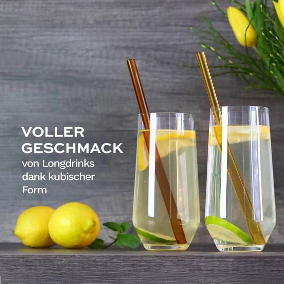 Stölzle Lausitz Longdrinkgläser Quatrophil 6er-Set 390ml – Elegante Longdrinkbecher und Cocktailgläser für Drinks, Wasser & Säfte – Hochwertige Wassergläser aus Kristallglas – Spülmaschinen & Stoßfest