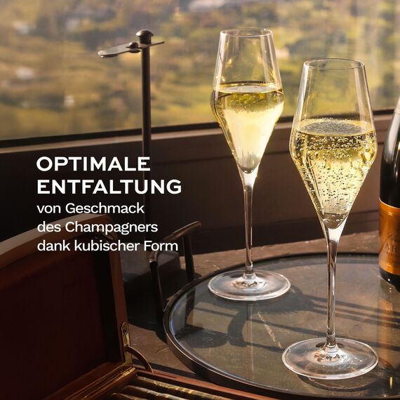 Stölzle Lausitz Champagner Gläser Quatrophil 6er-Set 290ml – Eleganter Champagnerkelch ideal für Sekt & Prosecco – Hochwertige Kristall Sektgläser aus deutscher Herstellung – Spülmaschinen- & Stoßfest