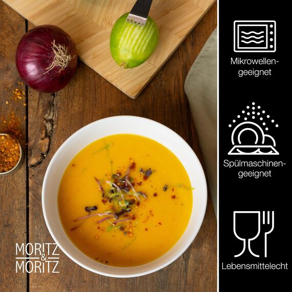 Moritz & Moritz BASIC Schüssel Set 6-teilig - Ø 14 x 7 cm mit ca. 500 ml Füllmenge - aus hochwertigem Porzellan in klassischem Weiß - Für Suppen, Salate, Desserts, Müsli und mehr