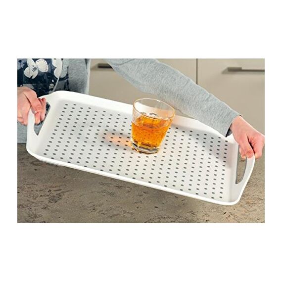 KESPER Serviertablett, Kunststoff, Rot, Maße: 45,5 x 32 x 4,5 cm