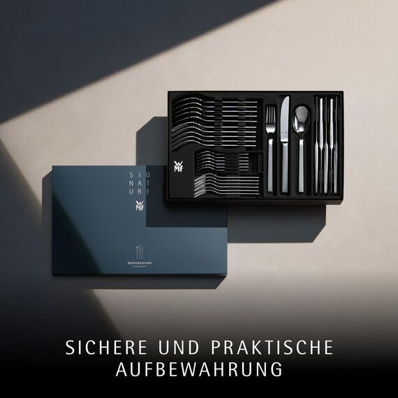 WMF Lyric Plus Edelstahl Besteck Set 6 Personen, Essbesteck Set 30teilig, Hohlheftmesser, Cromargan protect teilmattiert, kratzbeständig, spülmaschinenfest