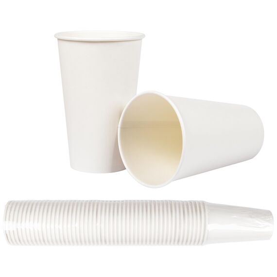 HEKU 50 weiße Pappbecher| Frischfaser mit Beschichtung | Umweltfreundlich & recyclingfähig | FSC-Zertifiziert | Für Heiß- und Kaltgetränke | Ideal für Veranstaltungen, Büros und Cafés, 0,4l