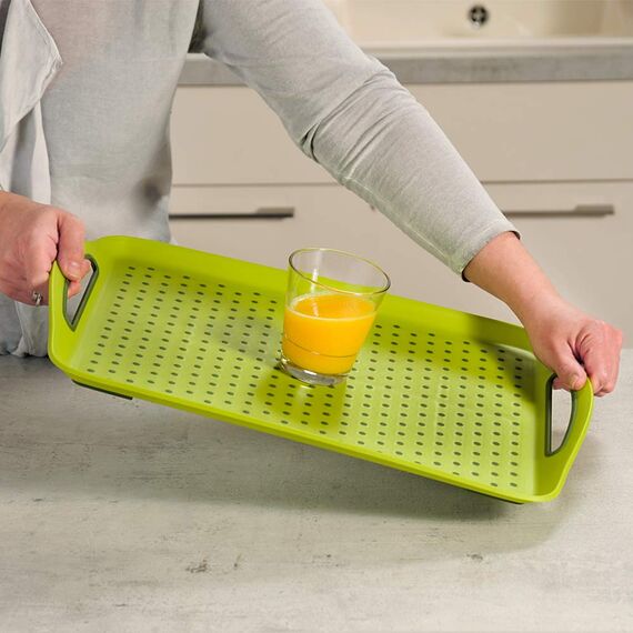 Kesper Serviertablett, 77202, antirutsch, Maße: 45,5 x 32 x 4,5 cm, Grün
