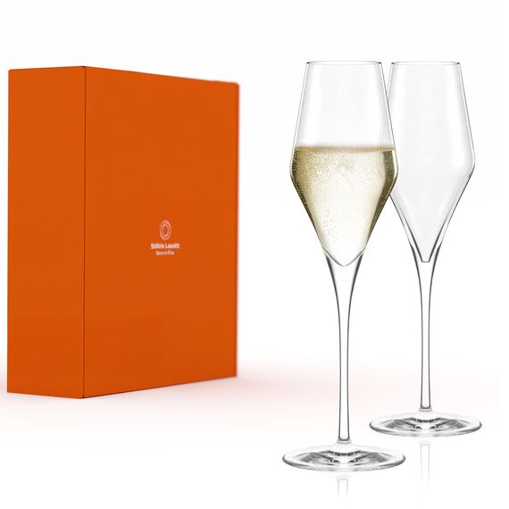 Stölzle Lausitz Champagner Gläser Quatrophil 2er-Set 290ml – Eleganter Champagnerkelch ideal für Sekt & Prosecco – Hochwertige Kristall Sektgläser aus deutscher Herstellung – Spülmaschinen- & Stoßfest