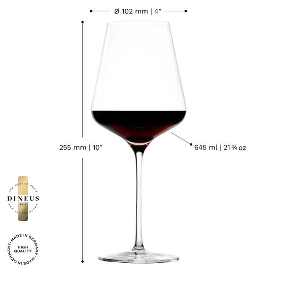 Stölzle Lausitz Bordeauxgläser Quatrophil 6er-Set 645 ml – Hochwertige Weingläser ideal für Bordeaux – Elegante Rotweingläser aus Kristallglas für maximale Aromaentfaltung – Spülmaschinen- & Stoßfest