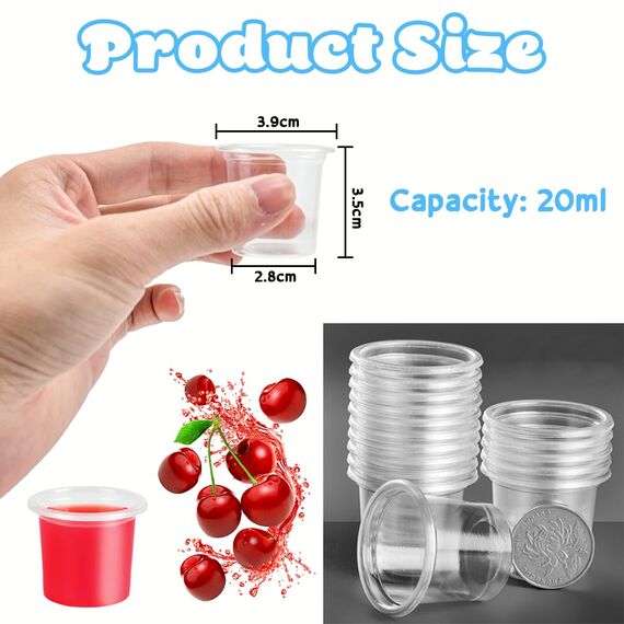 SLTAXAR 300 Stück Schnapsgläser Plastik Schnapsbecher 2cl/ 20ml Shotgläser Plastik Stamperl 2cl Plastikbecher Schnaps Transparente Shot Becher Plastik 2cl Trinkbecher Kurz für Party Spaß Hochzeiten