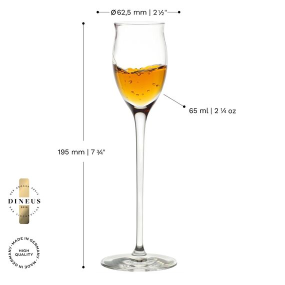 Stölzle Lausitz Likörgläser Quatrophil 6er-Set 65ml – Elegante Schnapsgläser mit Stiel ideal für Schnaps & Spirituosen – Hochwertige Grappagläser aus deutscher Herstellung – Spülmaschinen- & Stoßfest