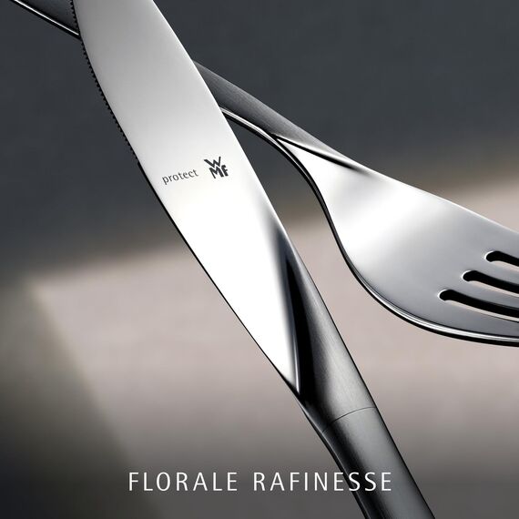 WMF Virginia Besteckset 12 Personen, 66 teilig, 60 Teile mit Servierbesteck, Hohlheftmesser, Cromargan Protect teilmattiert, kratzbeständig