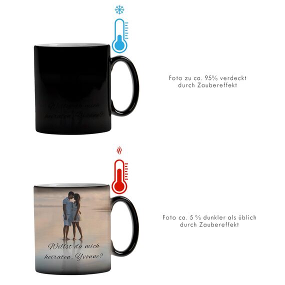 LOOXIS Personalisierte Zaubertasse mit Foto & Text bedruckt, selbst gestalten – Farbwechseltasse, Magic Mug, Thermobeschichtung, 325ml, Keramik - Geschenkidee Männer, Frauen – Innen schwarz