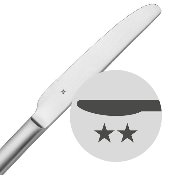 WMF Silk Besteck Set 12 Personen, Essbesteck 60 teilig, Monobloc-Messer, Cromargan Edelstahl mattiert, spülmaschinenfest