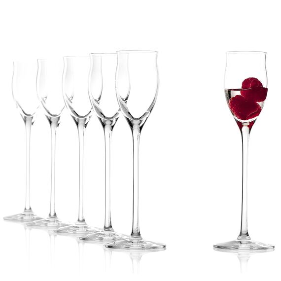 Stölzle Lausitz Likörgläser Quatrophil 6er-Set 65ml – Elegante Schnapsgläser mit Stiel ideal für Schnaps & Spirituosen – Hochwertige Grappagläser aus deutscher Herstellung – Spülmaschinen- & Stoßfest