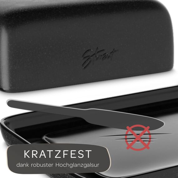 Steinzeit Design Butterdose - Butterdose Keramik für alle gängigen Butter (250gr) - Butterglocke und Butterfass mit einzigartigem Design - Butterschale und Butterbox Spülmaschinengeeignet