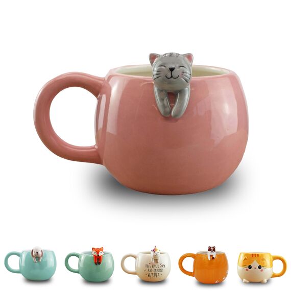 Winkee - Pet Friends Katzen-Tasse Luna I Super süße Kaffeetasse & Teetasse I Großer Becher- ca. 450 ml