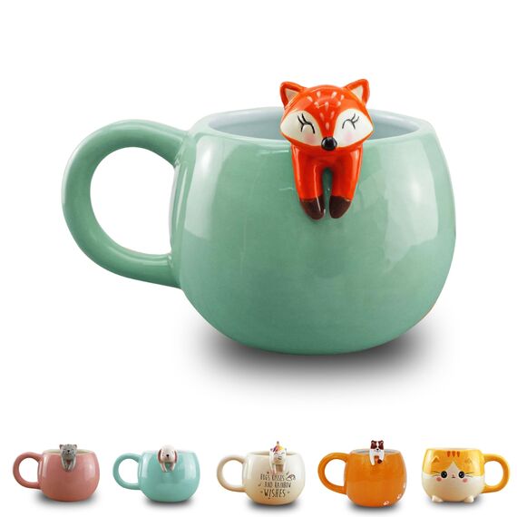 Winkee - Pet Friends Fuchs-Tasse Finn I Super süße Kaffeetasse & Teetasse I Großer Becher- ca. 450 ml
