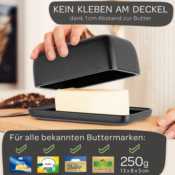 Steinzeit Design Butterdose - Butterdose Keramik für alle gängigen Butter (250gr) - Butterglocke und Butterfass mit einzigartigem Design - Butterschale und Butterbox Spülmaschinengeeignet