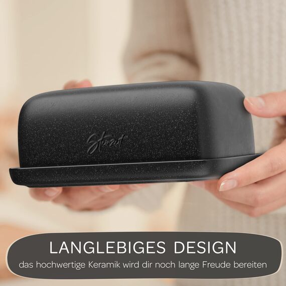 Steinzeit Design Butterdose - Butterdose Keramik für alle gängigen Butter (250gr) - Butterglocke und Butterfass mit einzigartigem Design - Butterschale und Butterbox Spülmaschinengeeignet