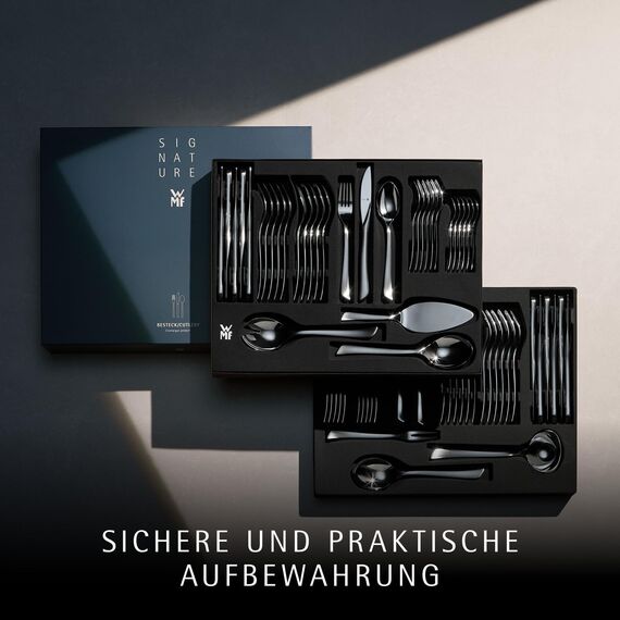 WMF Virginia Besteckset 12 Personen, 66 teilig, 60 Teile mit Servierbesteck, Hohlheftmesser, Cromargan Protect teilmattiert, kratzbeständig