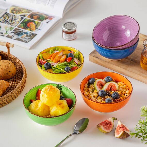 vancasso Bonita Kleine Schüsseln aus Keramik, 340 ml, 6 Stück, Mini-Dessert- und Dip-Schalen, 12,7 cm, Kinderschalen für Dip und Snacks, mikrowellengeeignet, mehrfarbig