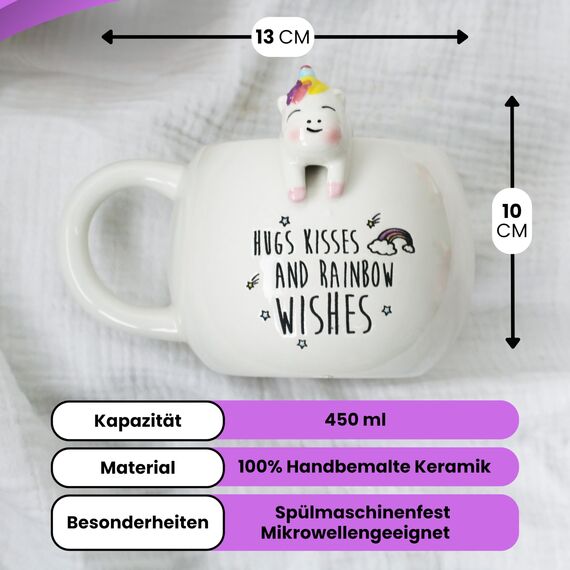 Winkee - Pet Friends Einhorn-Tasse Nia I Super süße Kaffeetasse & Teetasse I Großer Becher- ca. 450 ml