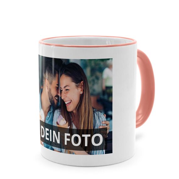 PhotoFancy® - Tasse mit Foto bedrucken lassen - Fototasse personalisieren – Kaffeebecher zum selbst gestalten (Rosa)