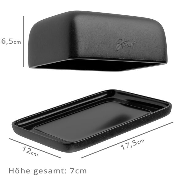 Steinzeit Design Butterdose - Butterdose Keramik für alle gängigen Butter (250gr) - Butterglocke und Butterfass mit einzigartigem Design - Butterschale und Butterbox Spülmaschinengeeignet