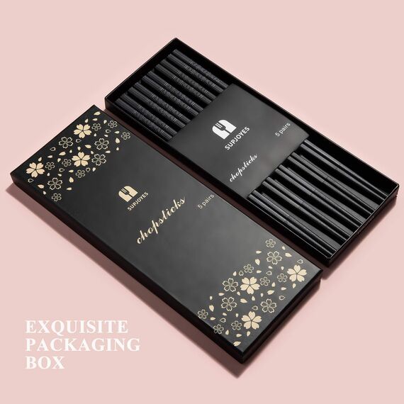 SUPJOYES 5 Paar Fiberglas-Essstäbchen, Wiederverwendbare japanische Essstäbchen, spülmaschinenfest, 24cm rutschfeste Stäbchen